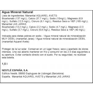 Agua mineral  aquarel pet 1,5l
