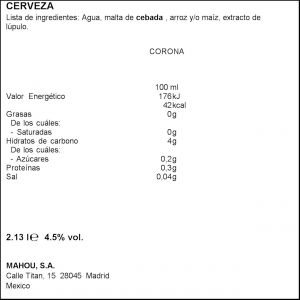 Cerveza mexicana corona botella 35,5cl