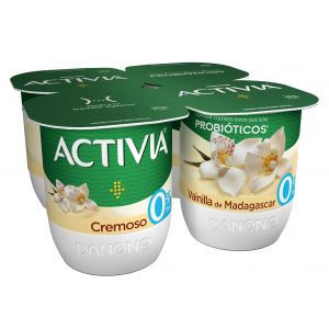 Yogur cremoso 0% vainilla activia p-4x120g