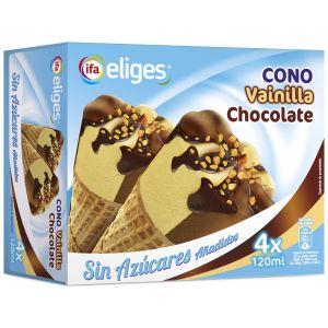 Helado cono sin azucar vainilla/chocolate ifa eliges  p4x120ml