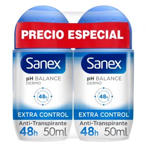 Desodorante roll-on  dermo extra control sanex pack familiar 2 x 50ml